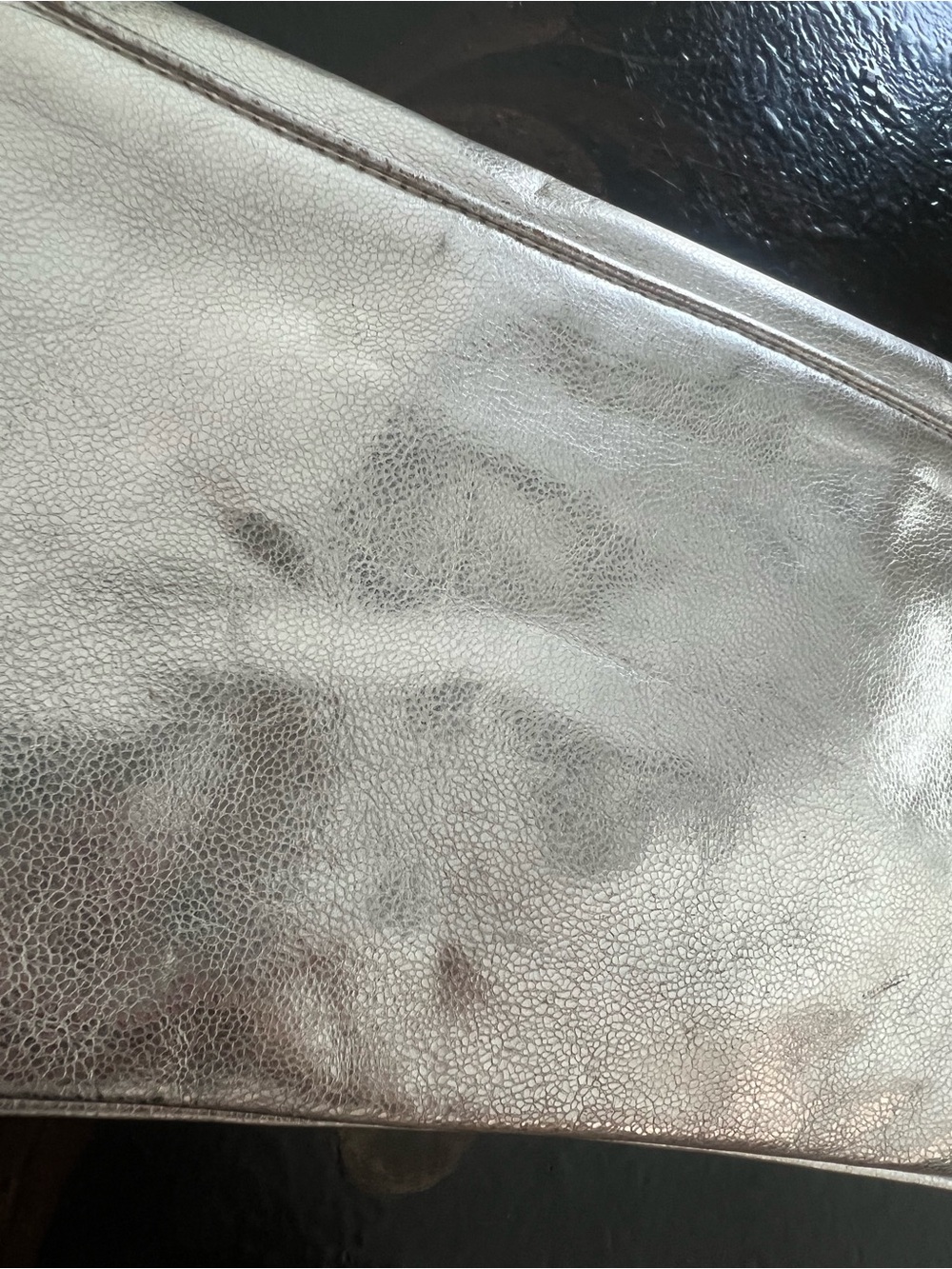 Tory Burch Reva Metallic Silver Leather Logo Clutch Shoulder Bag - Picture 10 of 15